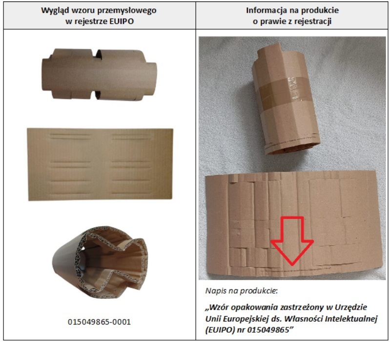 Informacja o zastrzeżonym wzorze przemysłowym