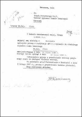 Ptasie Mleczko - dokumenty archiwalne z Urzędu Patentowego RP