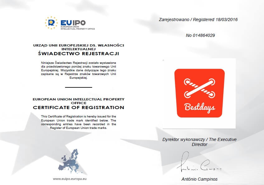 EUIPO - świadectwo rejestracji unijnego znaku towarowego